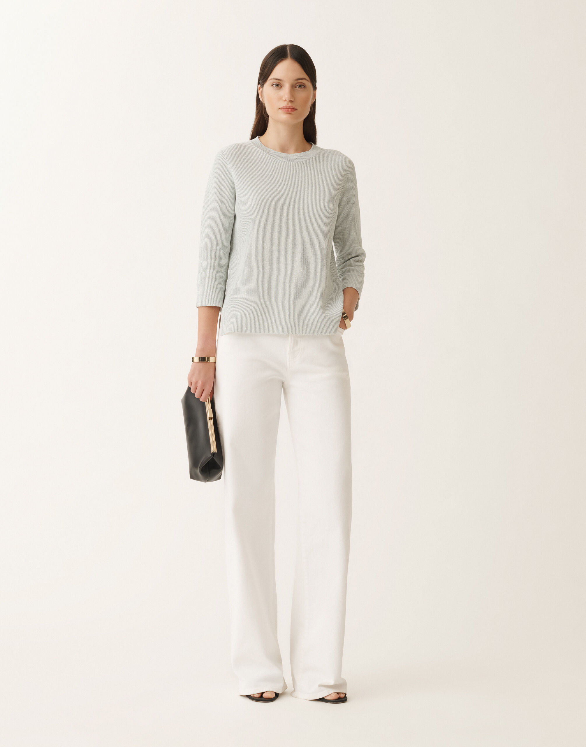 Fabiana Filippi Pull en coton biologique et lurex, vert d’eau VERT EAU MAD275F494L4520000