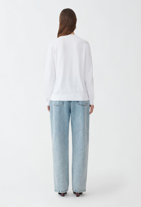 Fabiana Filippi COTTON CARDIGAN WITH SEQUIN THREAD OPTICAL WHITE MAD274F359H4960000