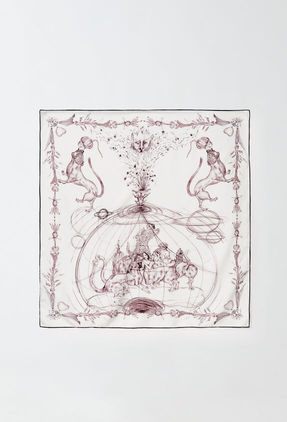 Fabiana Filippi Printed silk twill scarf, white and burgundy WHITE SAD214A787I1510000