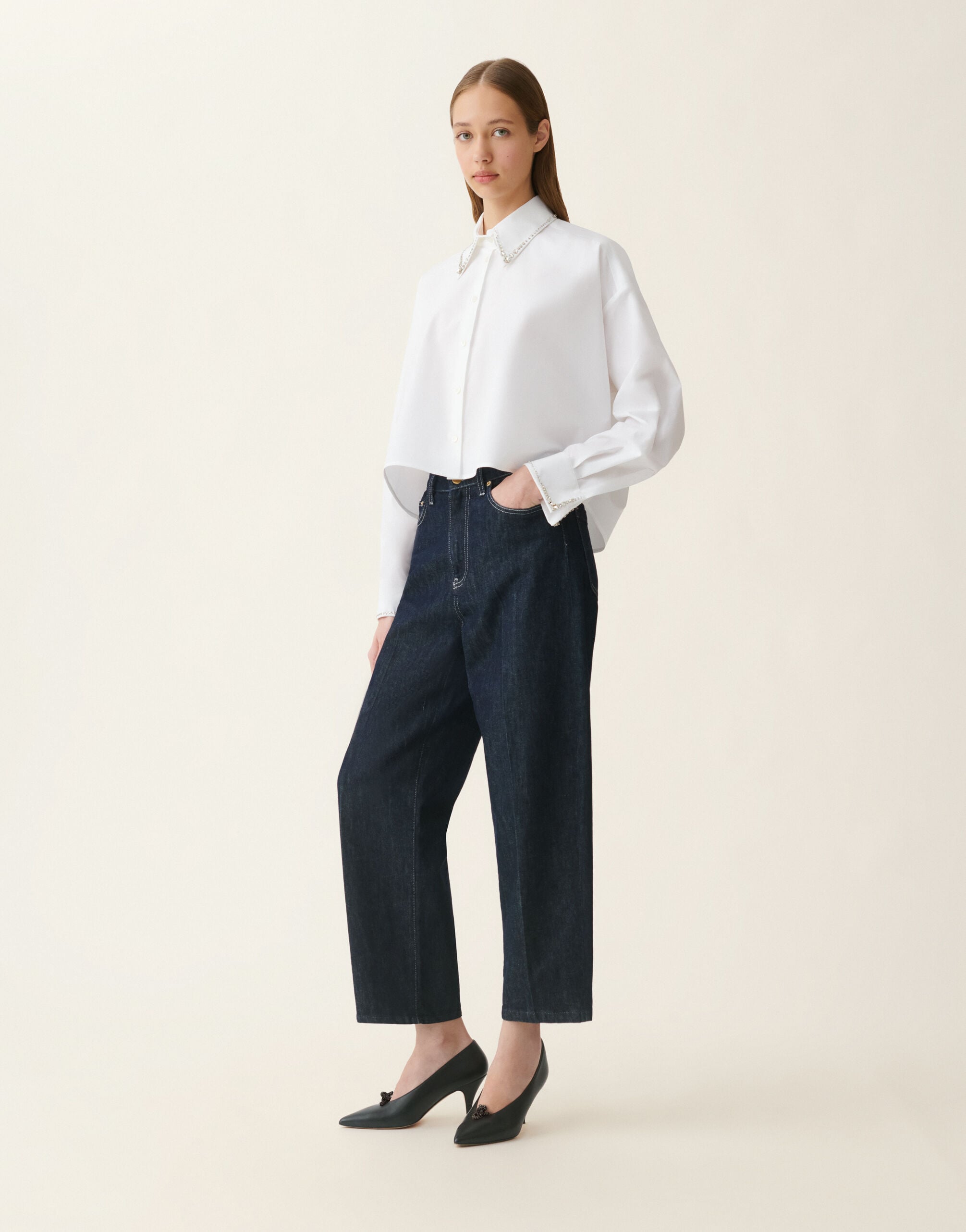 Fabiana Filippi Cropped Hemd aus Popeline, optisches weiß Optisches weiß CAD216F313M2680000