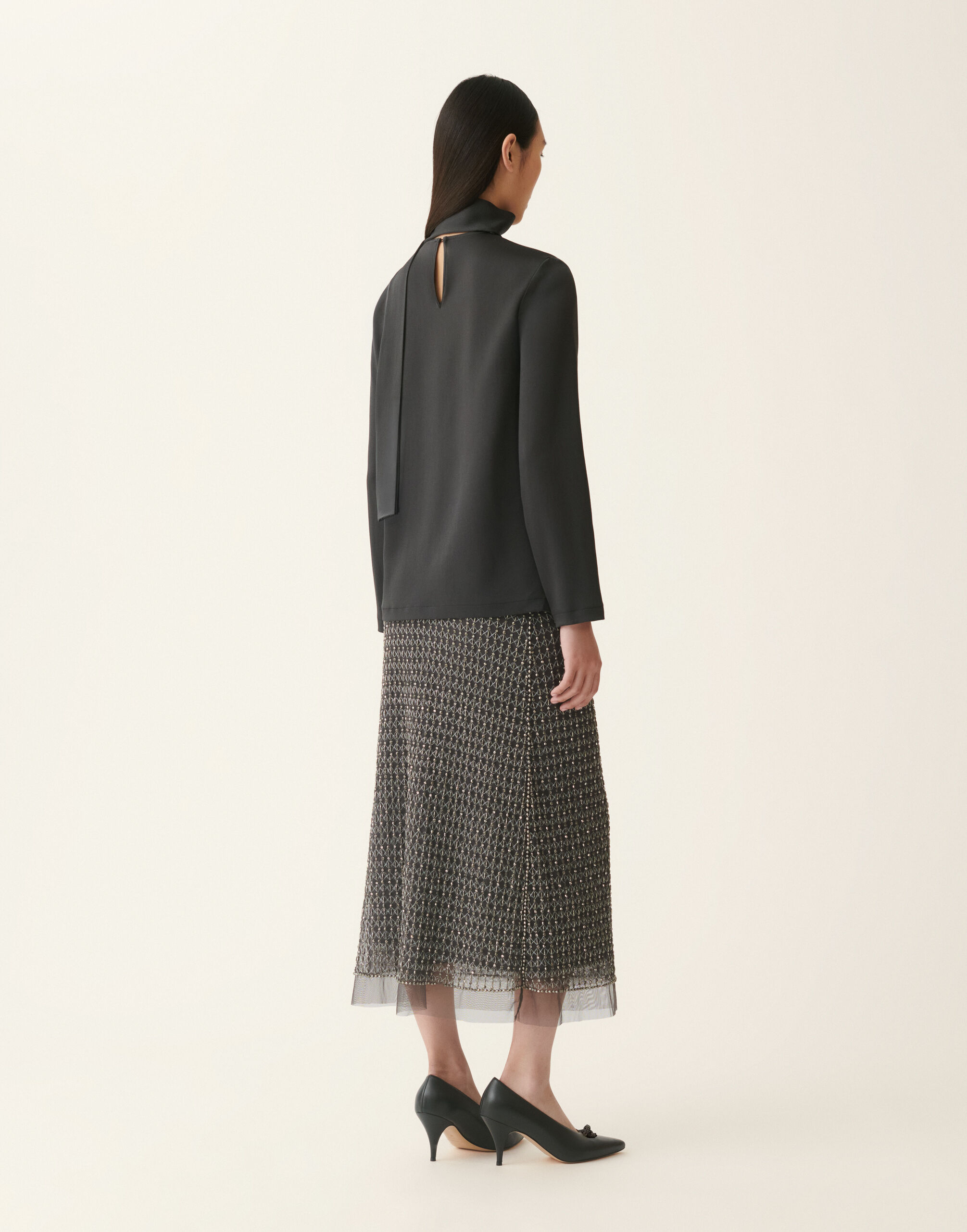 Enver satin top, charcoal Fabiana Filippi Enver satin top, charcoal Charcoal TPD226F682M4650000