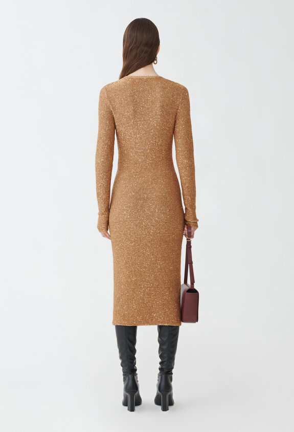 Fabiana Filippi BRILLIANT LONG SLEEVE DRESS BROWN ABD214F388I0690000