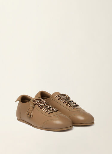 Fabiana Filippi Sneakers rétro en cuir effet verni, moka meringue Moka meringue ASD216A842M5110000