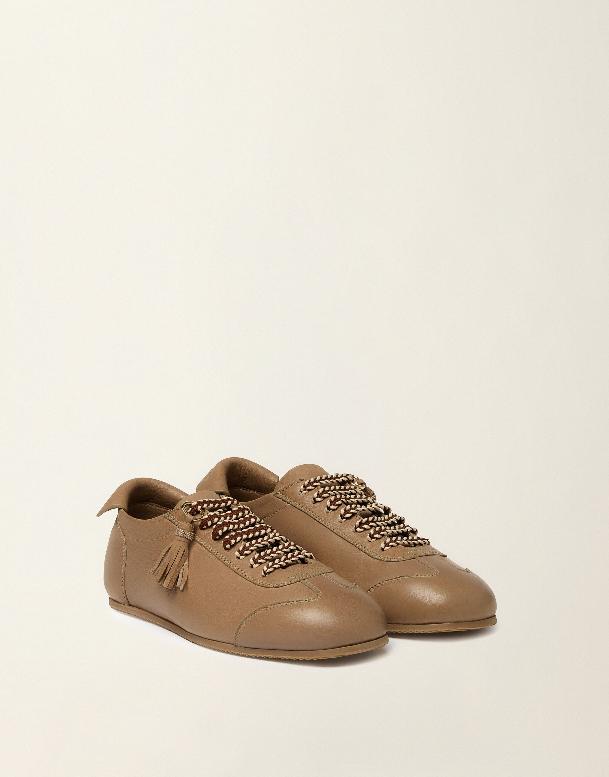 Fabiana Filippi Sneakers rétro en cuir effet verni, moka meringue Moka meringue ASD216A842M5110000