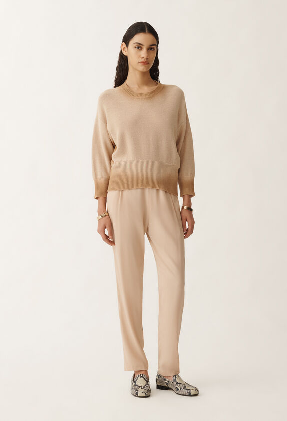 Fabiana Filippi Pull en coton et lin à paillettes, sable SABLE MAD275F568L3820000