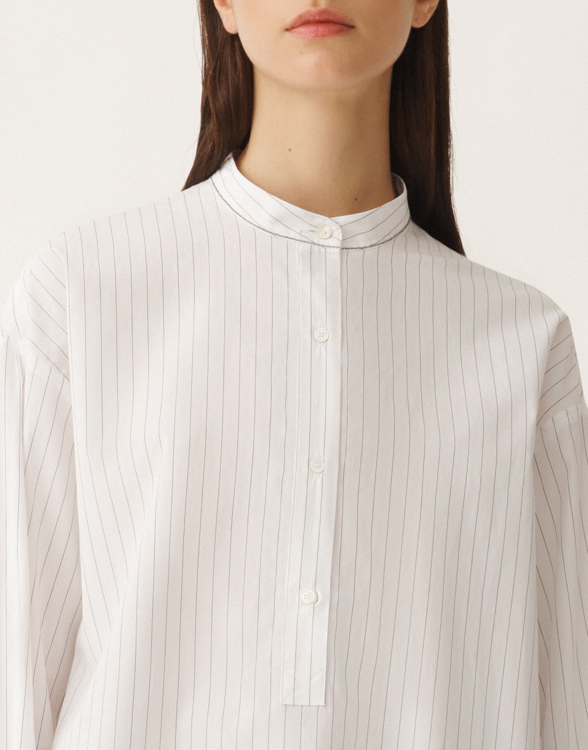 Fabiana Filippi Striped poplin shirt, optical white and black WHITE CAD265F356L2340000