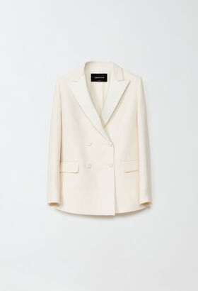 Fabiana Filippi WOOL SILK CREPE DOUBLE BREASTED TUXEDO JACKET WHITE CTD224F712D7520000