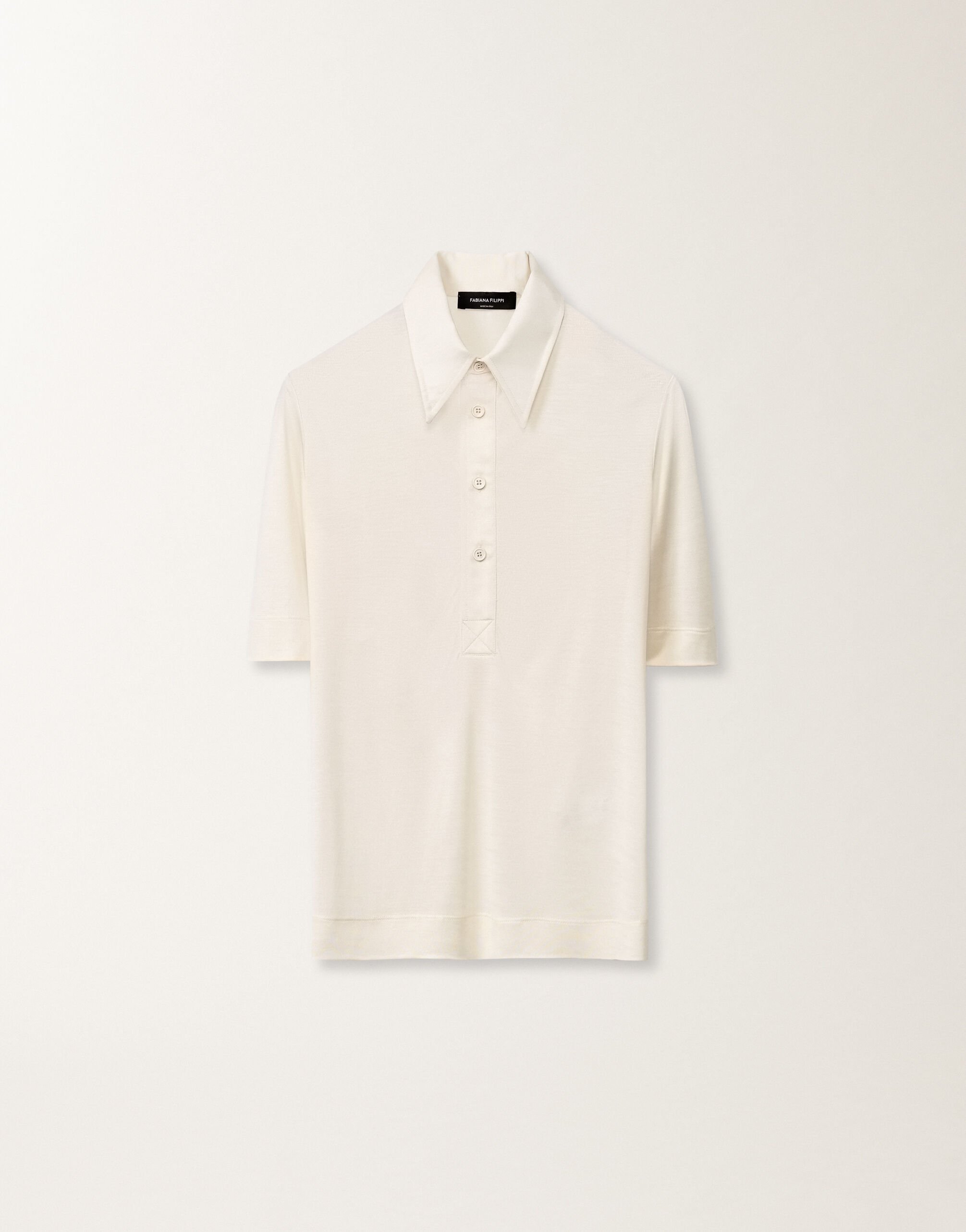 Fabiana Filippi Silk jersey polo, butter WHITE JED265F147D6390000