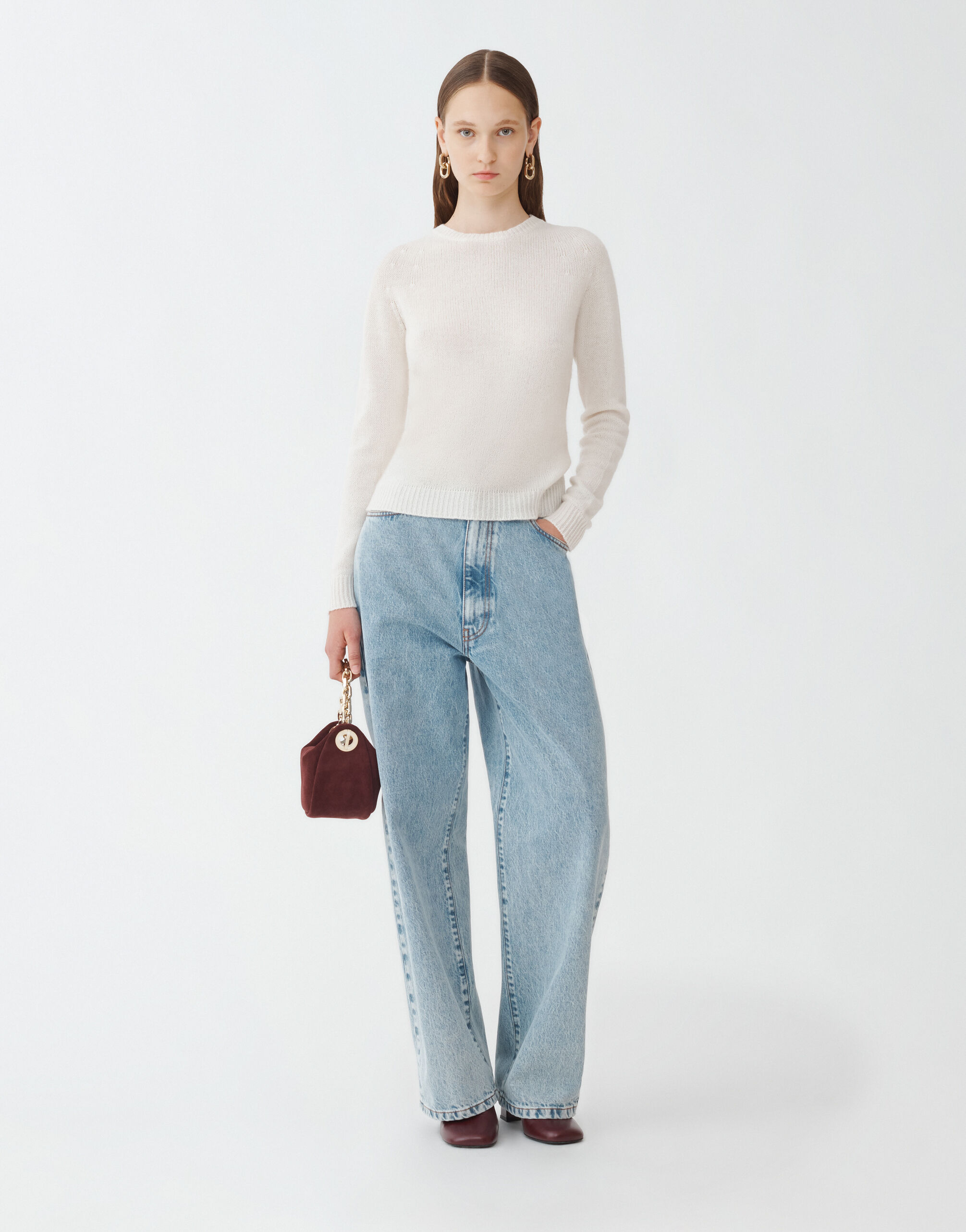 Fabiana Filippi Nahtloser Pullover aus Kaschmir-Gaze, Weiß Weiß MAD264F031N9000000