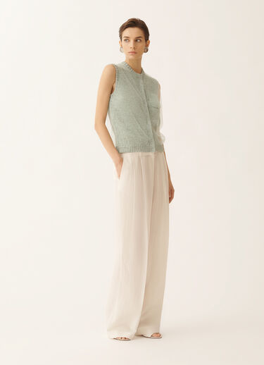 Fabiana Filippi Cropped vest in mouliné yarn, Ghirri green Ghirri Green MAD266F112L7450000