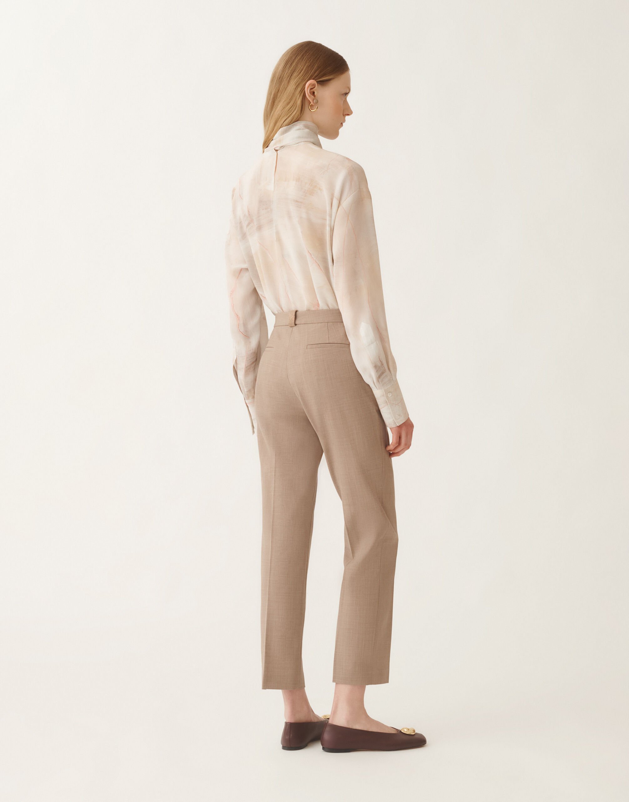 Fabiana Filippi Montefalco trousers in bi-stretch fresco wool, maple Beige PAD215F326L5230000