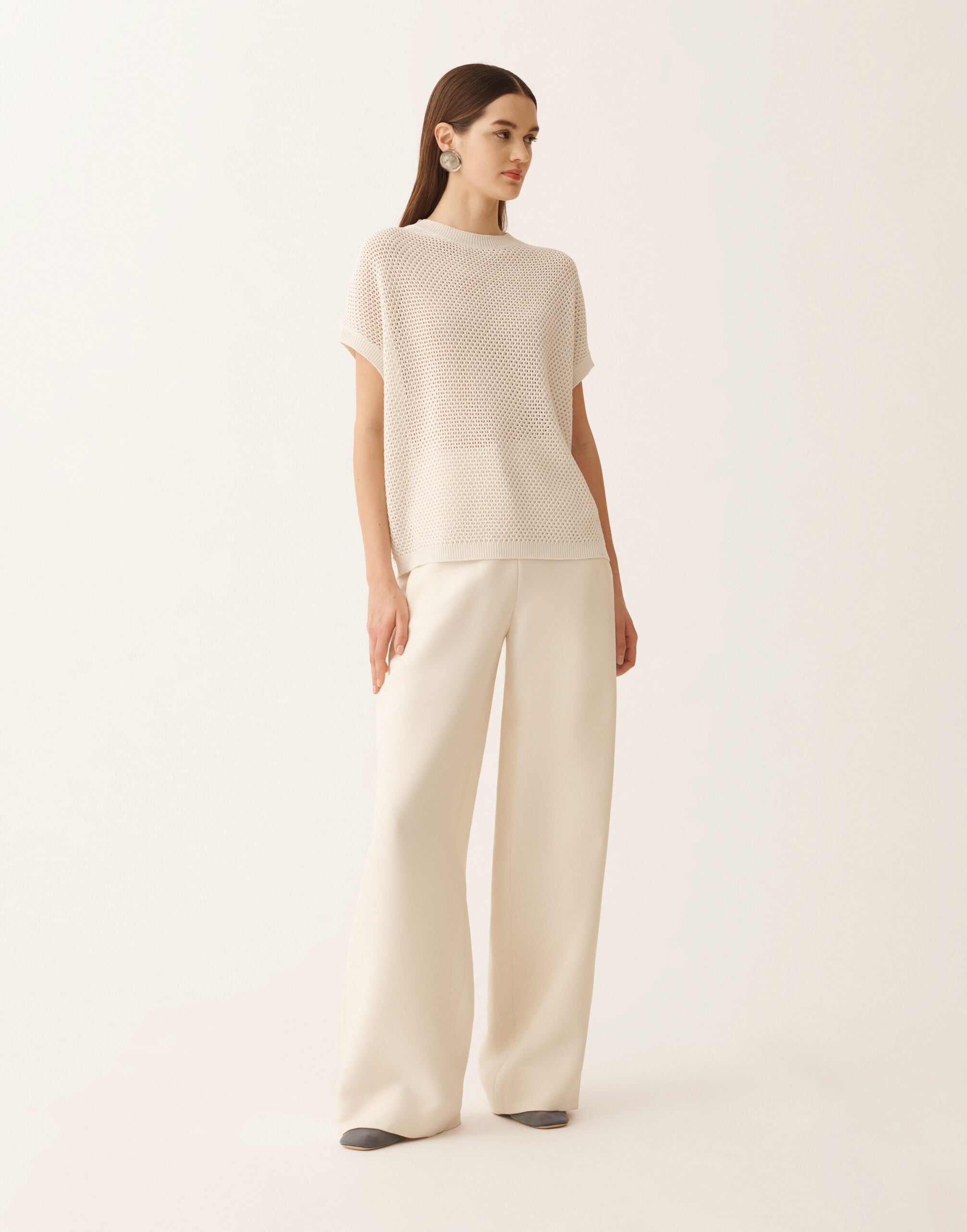 Cape in organic cotton with shiny viscose, butter for Women
