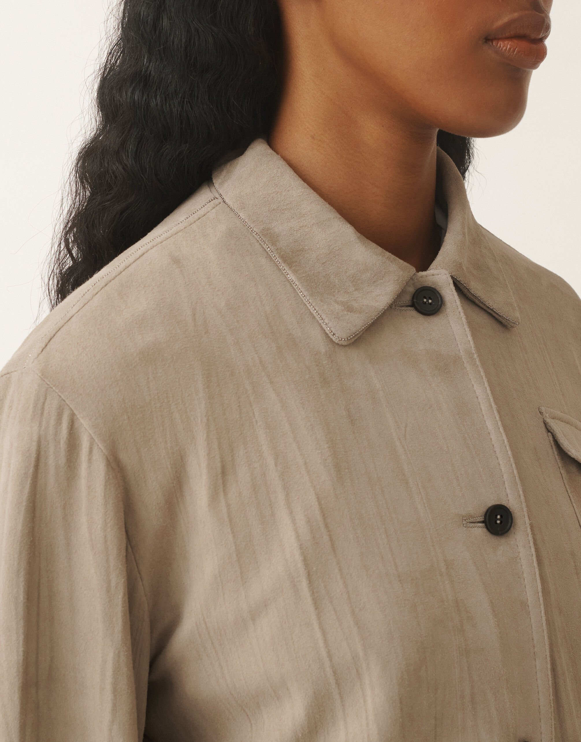 Fabiana Filippi Pleated suede bomber jacket, clay CLAY PLD275F708L4100000