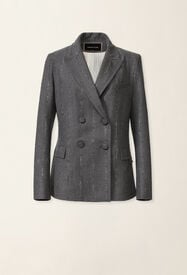 Fabiana Filippi Double-breasted pinstriped flannel jacket, charcoal Charcoal GCD226F177M4130000