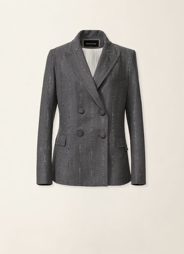 Fabiana Filippi Double-breasted pinstriped flannel jacket, charcoal Charcoal GCD226F177M4130000