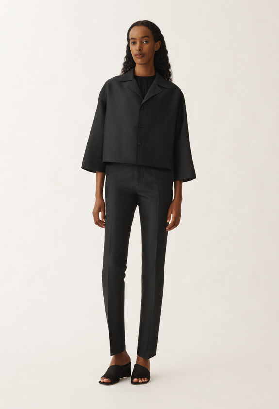 Fabiana Filippi Jacke aus Baumwolle und Mikadostoff in Seide, schwarz SCHWARZ GCD265F232D7870000