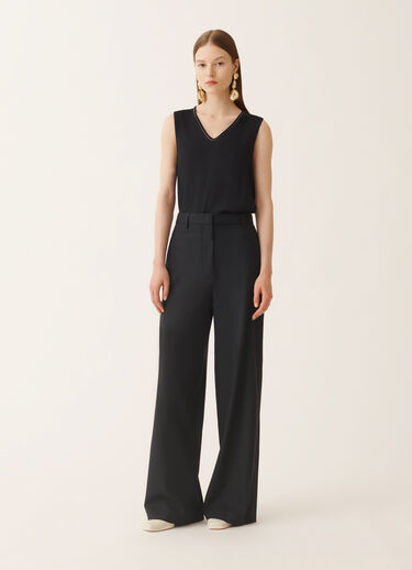 Fabiana Filippi Spoleto trousers in bi-stretch fresco wool, midnight blue Blue PAD225F307L6710000