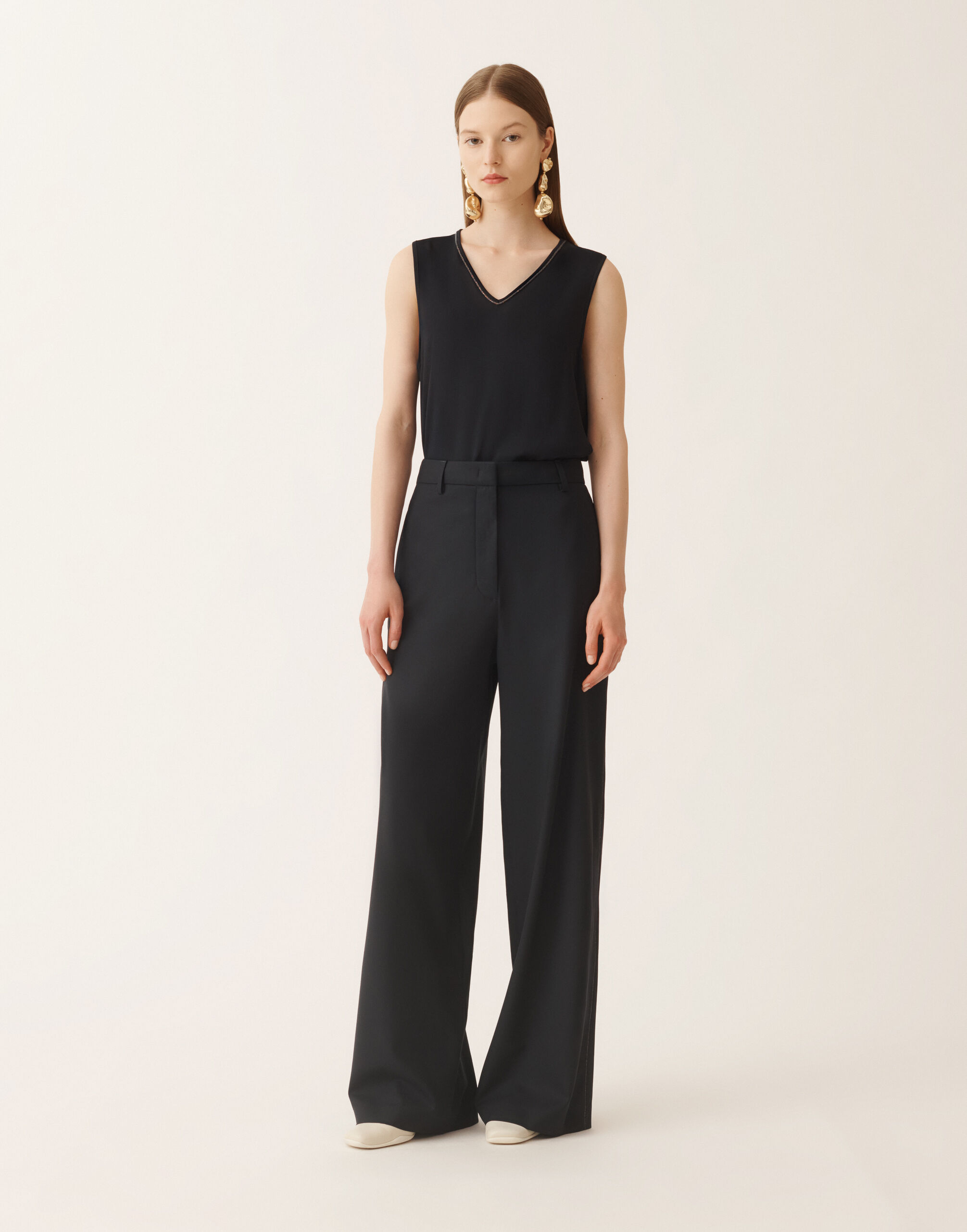 Fabiana Filippi Spoleto trousers in bi-stretch fresco wool, midnight blue Blue PAD225F307L6710000