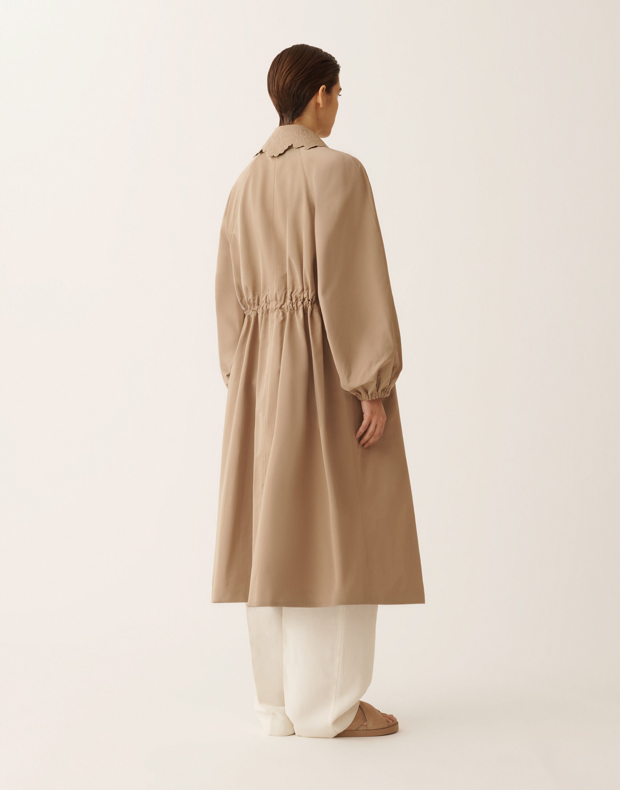 Fabiana Filippi Long trench coat in ottoman, mud MUD CTD276F698M1430000