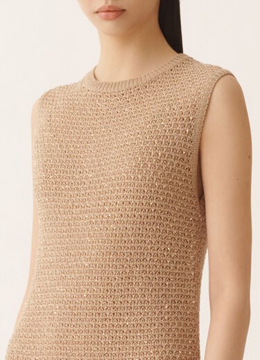 Fabiana Filippi Mini dress in cotton tape with sequins, maple ACER ABD276F593M1200000