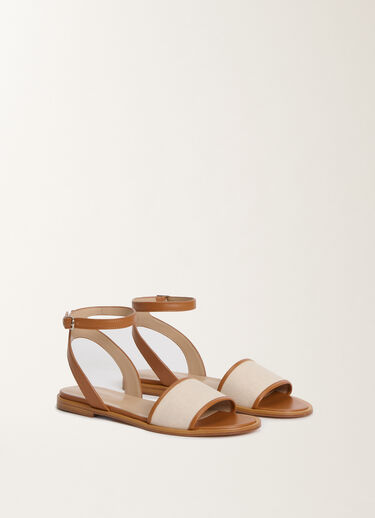 Fabiana Filippi Canvas and leather sandals, tan LEATHER ASD275A097L4090000