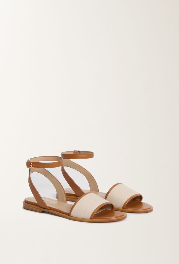 Fabiana Filippi Canvas and leather sandals, tan LEATHER ASD275A097L4090000
