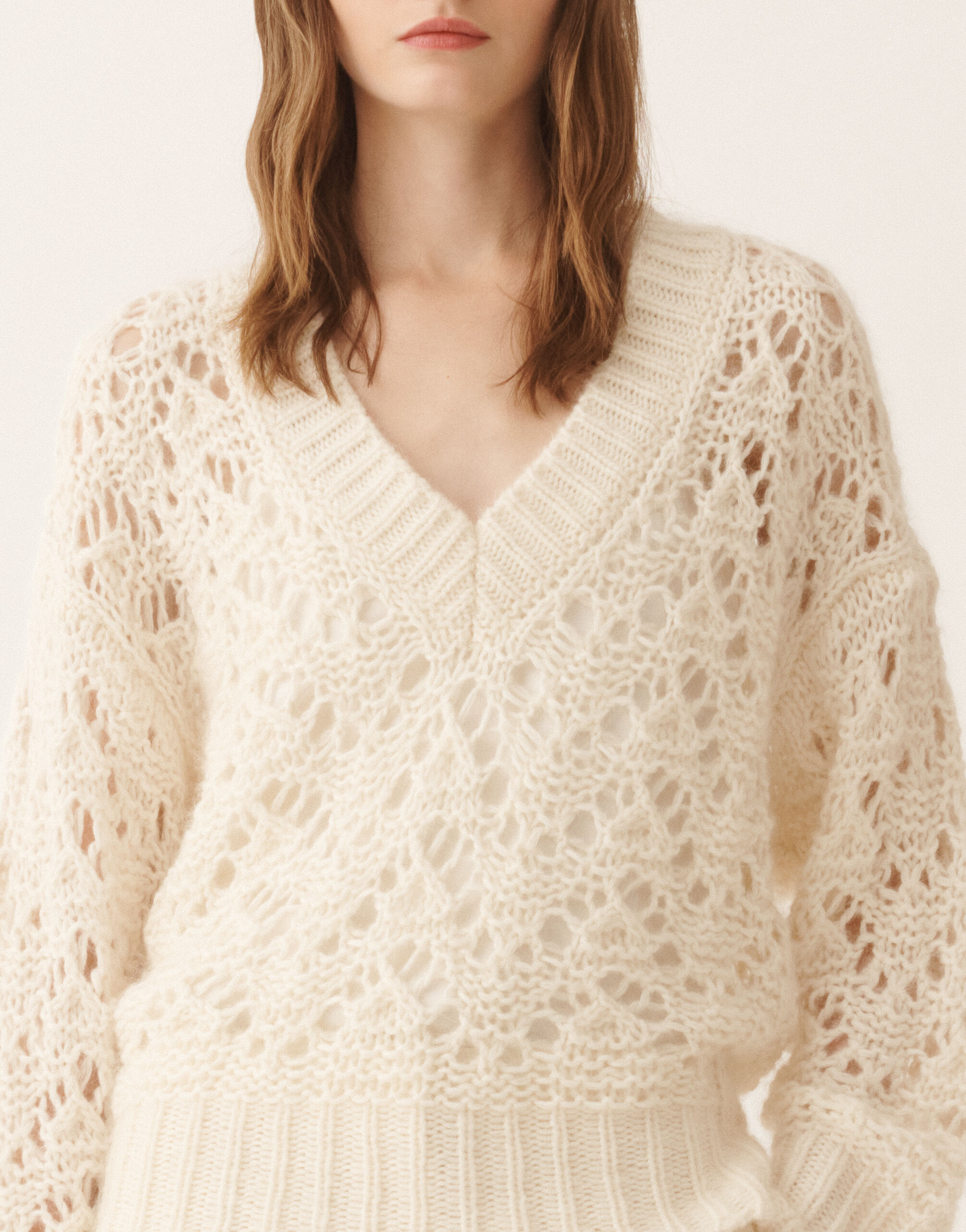 Platinum mohair sweater, raffia for Women | Fabiana Filippi®