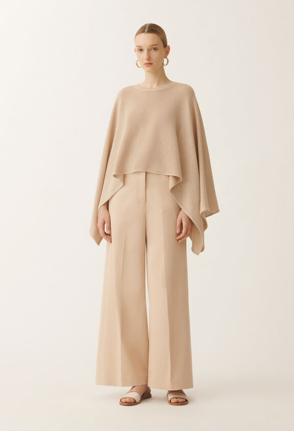 Fabiana Filippi Cotton and linen cape with sequins, sand SAND SAD275A010D2730000