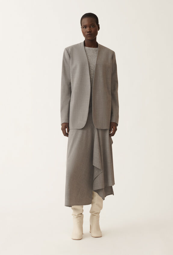 Fabiana Filippi Cool wool long jacket, melange rock GREY GCD215F206L5230000
