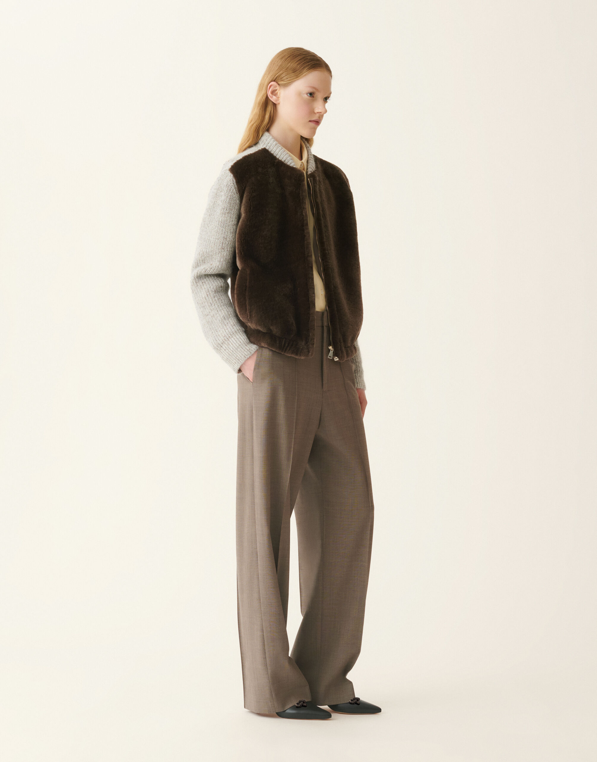 Fabiana Filippi Merino shearling bomber jacket, falcon Falcon PLD226F673M4960000
