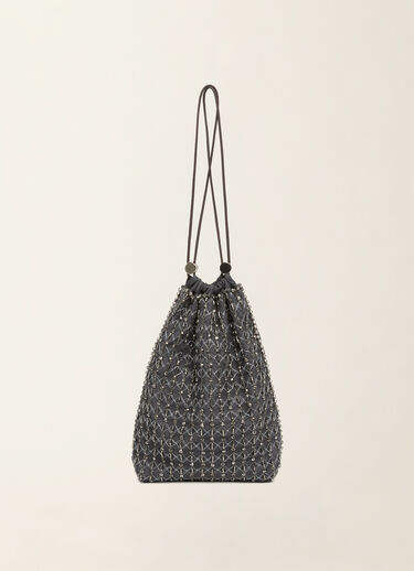 Moonlight embroidered pouch, charcoal Fabiana Filippi Moonlight embroidered pouch, charcoal Charcoal BGD226A946M4400000