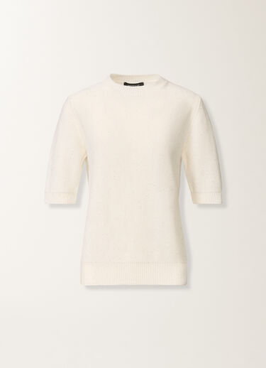 Fabiana Filippi White cotton and linen sweater with sequins White MAD266F490D2730000