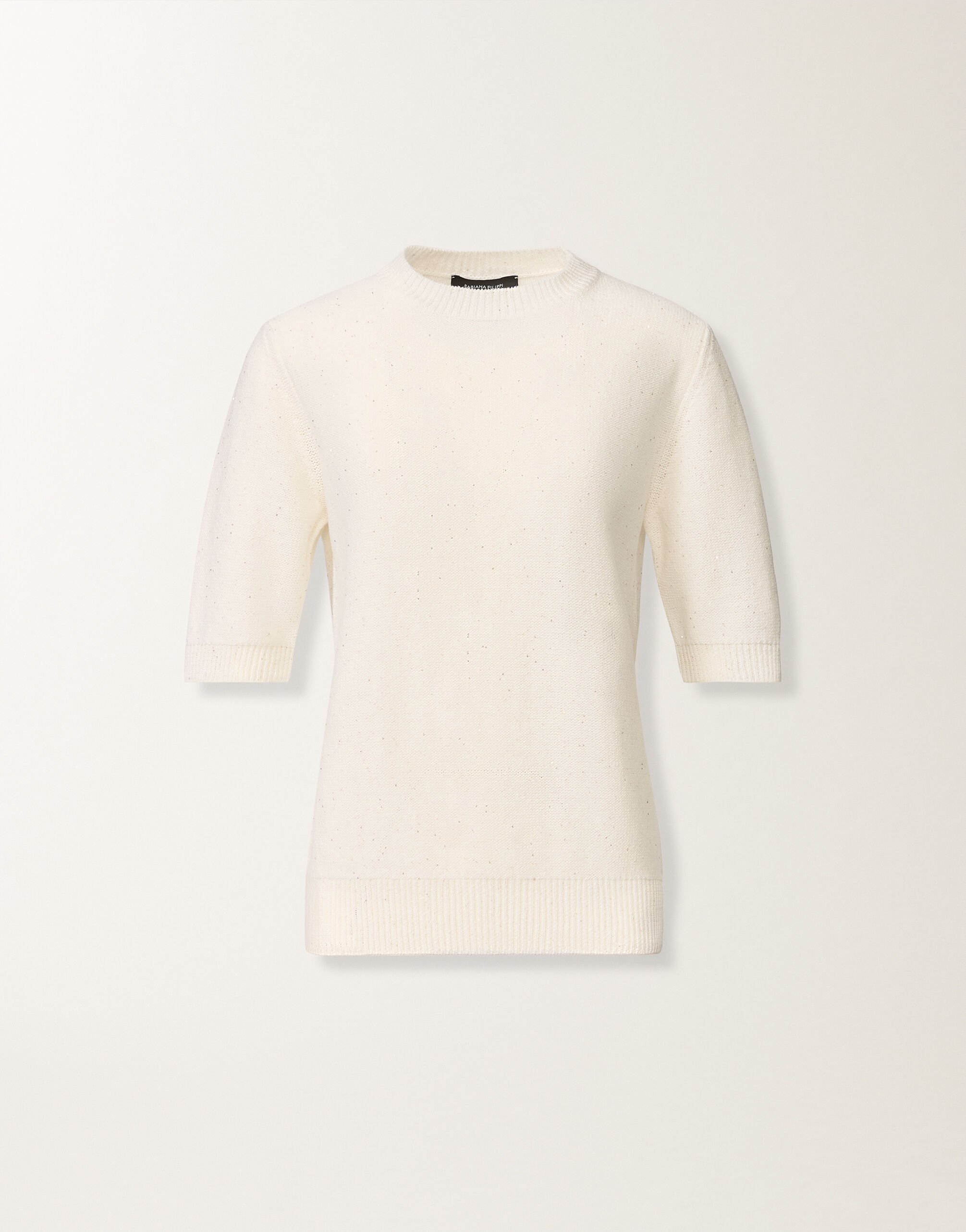 Fabiana Filippi White cotton and linen sweater with sequins White MAD266F490D2730000