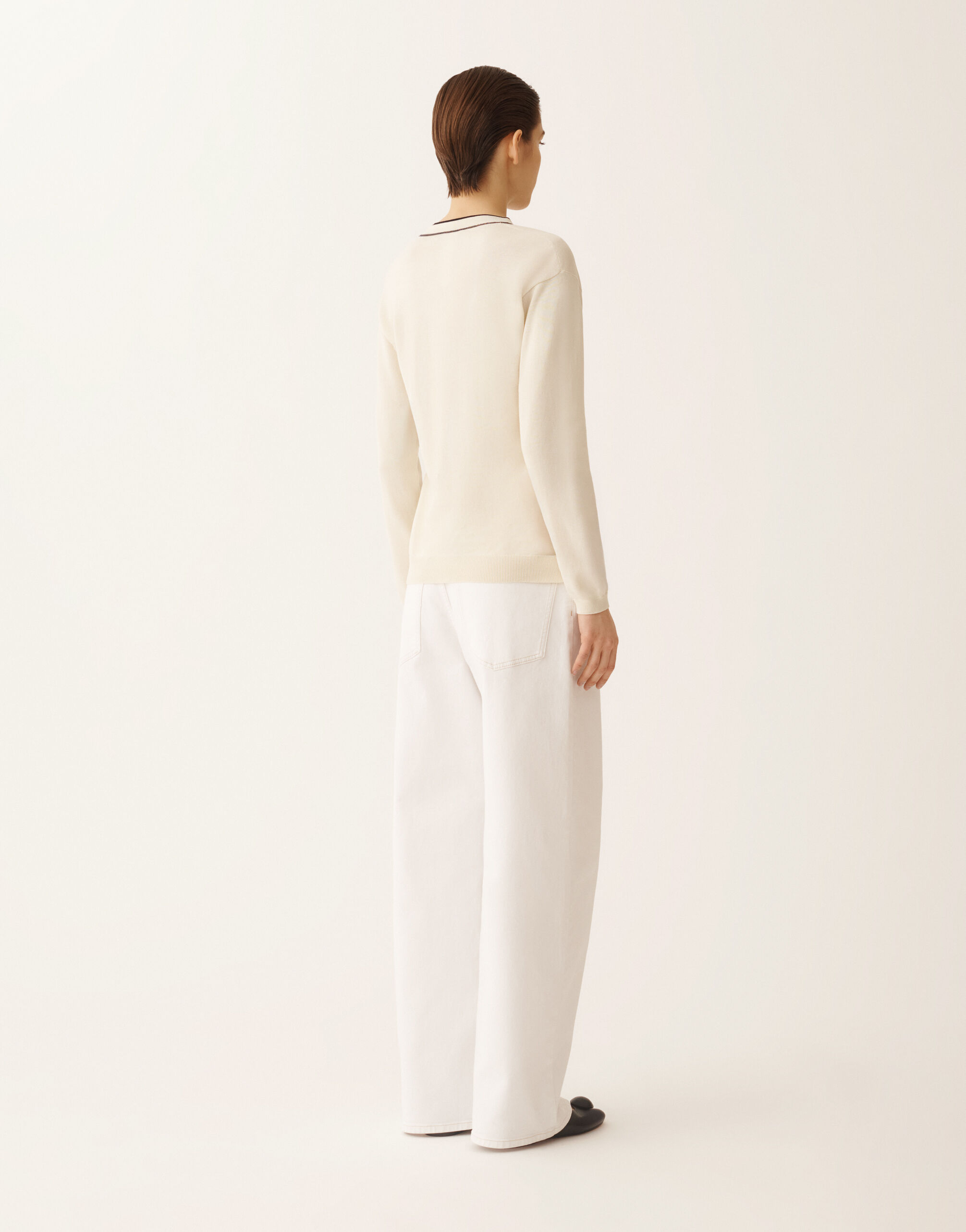 Sweater in organic cotton, butter and midnight blue for Women