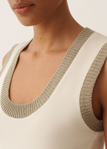 Fabiana Filippi Camiseta de tirantes de punto en color mantequilla y caqui MANTEQUILLA JED276F582M2240000