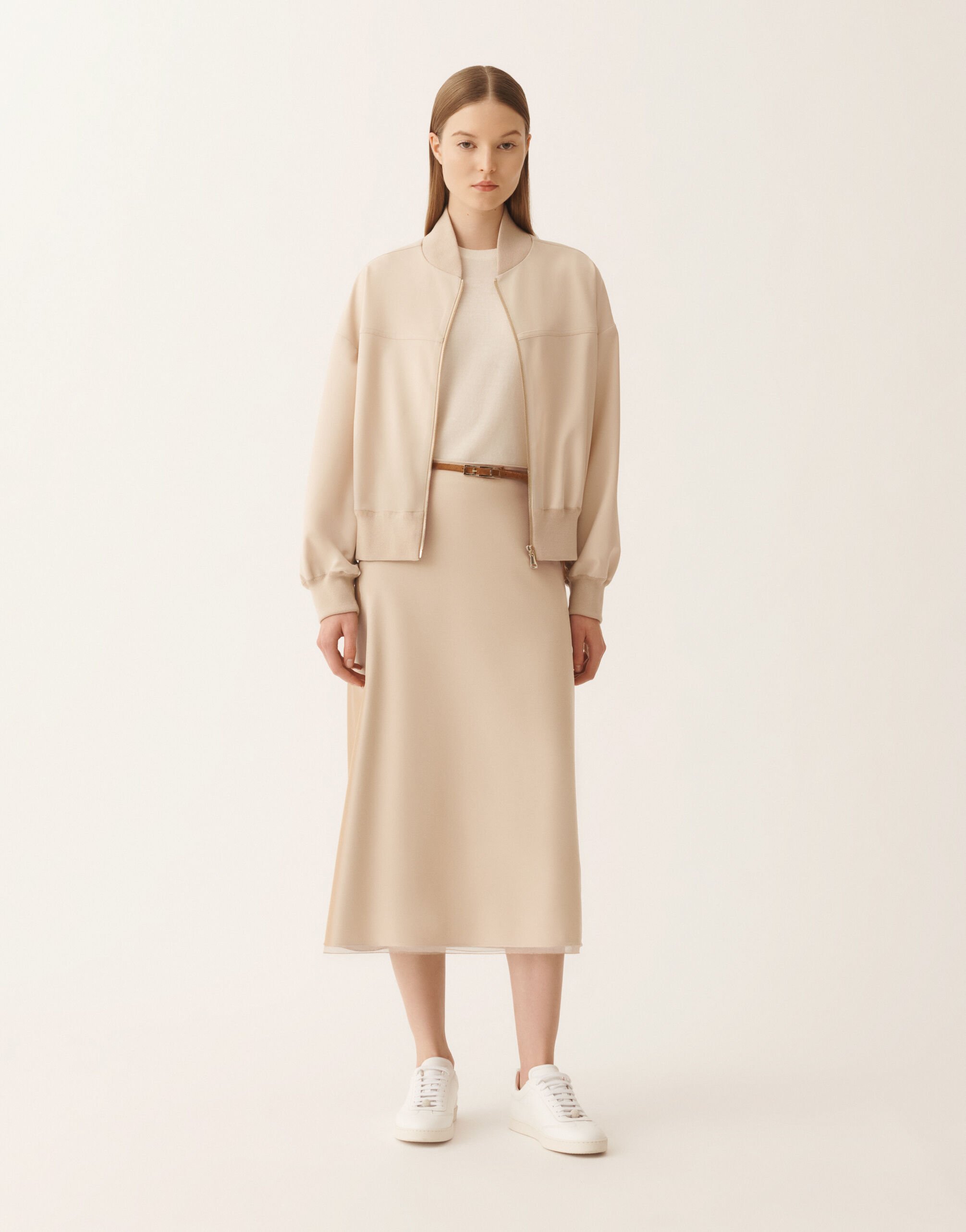 Fabiana Filippi Midi-Rock in Techno-Tailoring, Nude Nude GND266F406L7810000