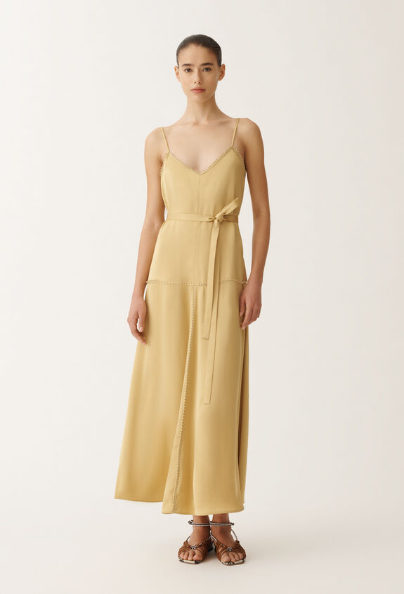 Fabiana Filippi Viscose satin lingerie dress, gold YELLOW ABD265F208L1740000