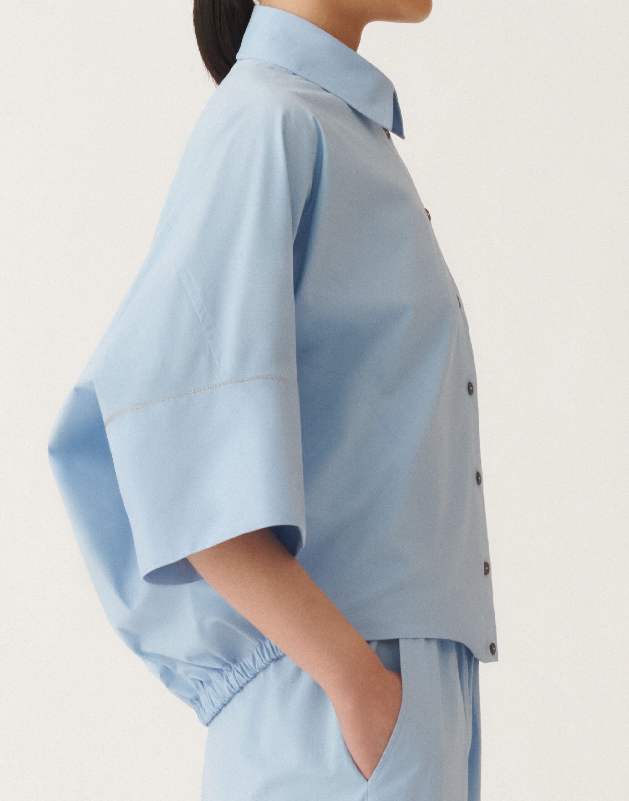 Fabiana Filippi Bluse aus Stretch-Popeline, hellblau HELLBLAU CADC02F356H5450000