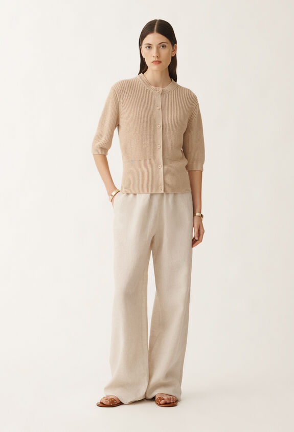 Fabiana Filippi Cotton and linen cardigan with sequins, sand SAND MAD275F520L3510000