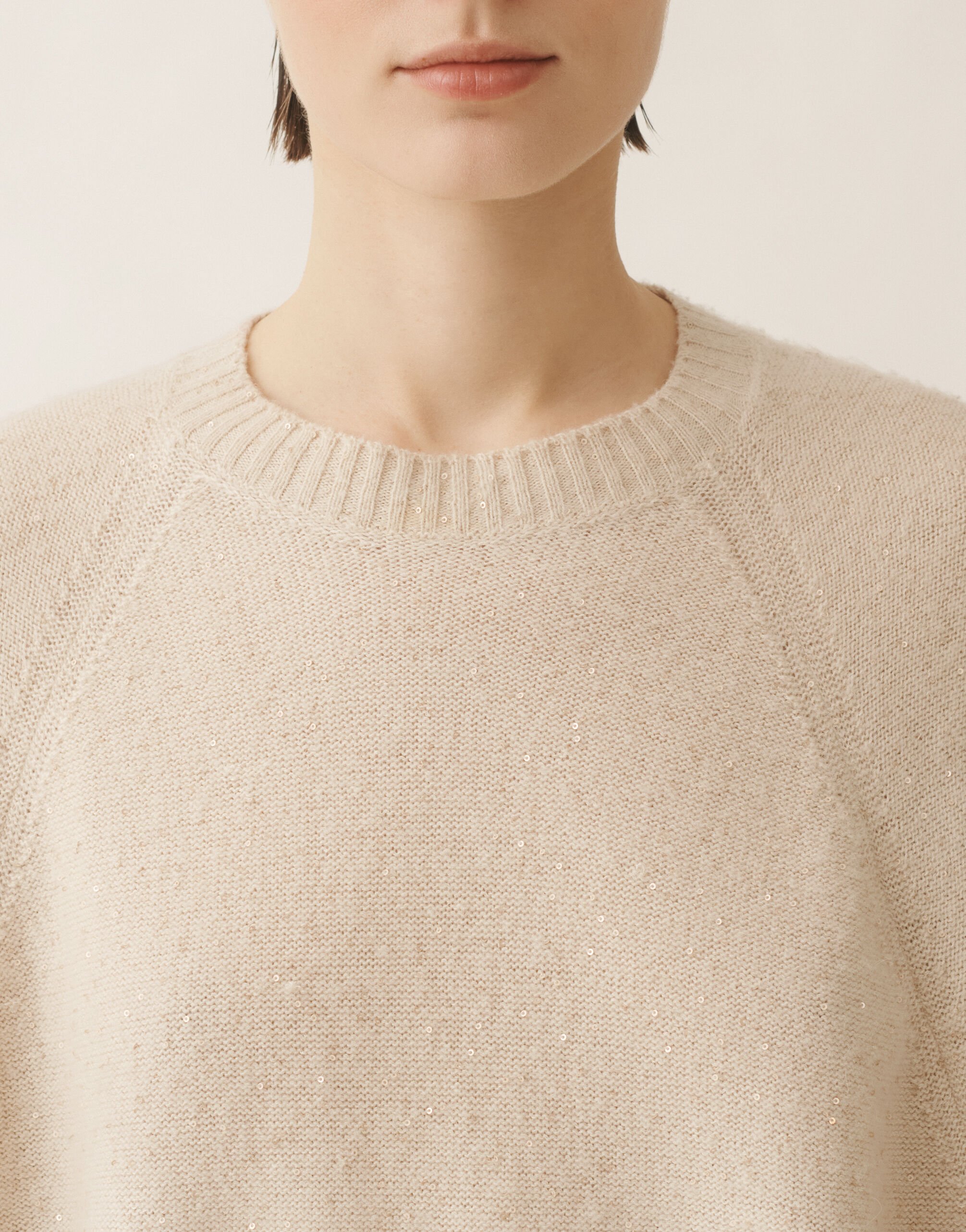 Fabiana Filippi Cape aus Wolle und Seide mit Pailletten, seilbraun Beige MAD215F067D2960000