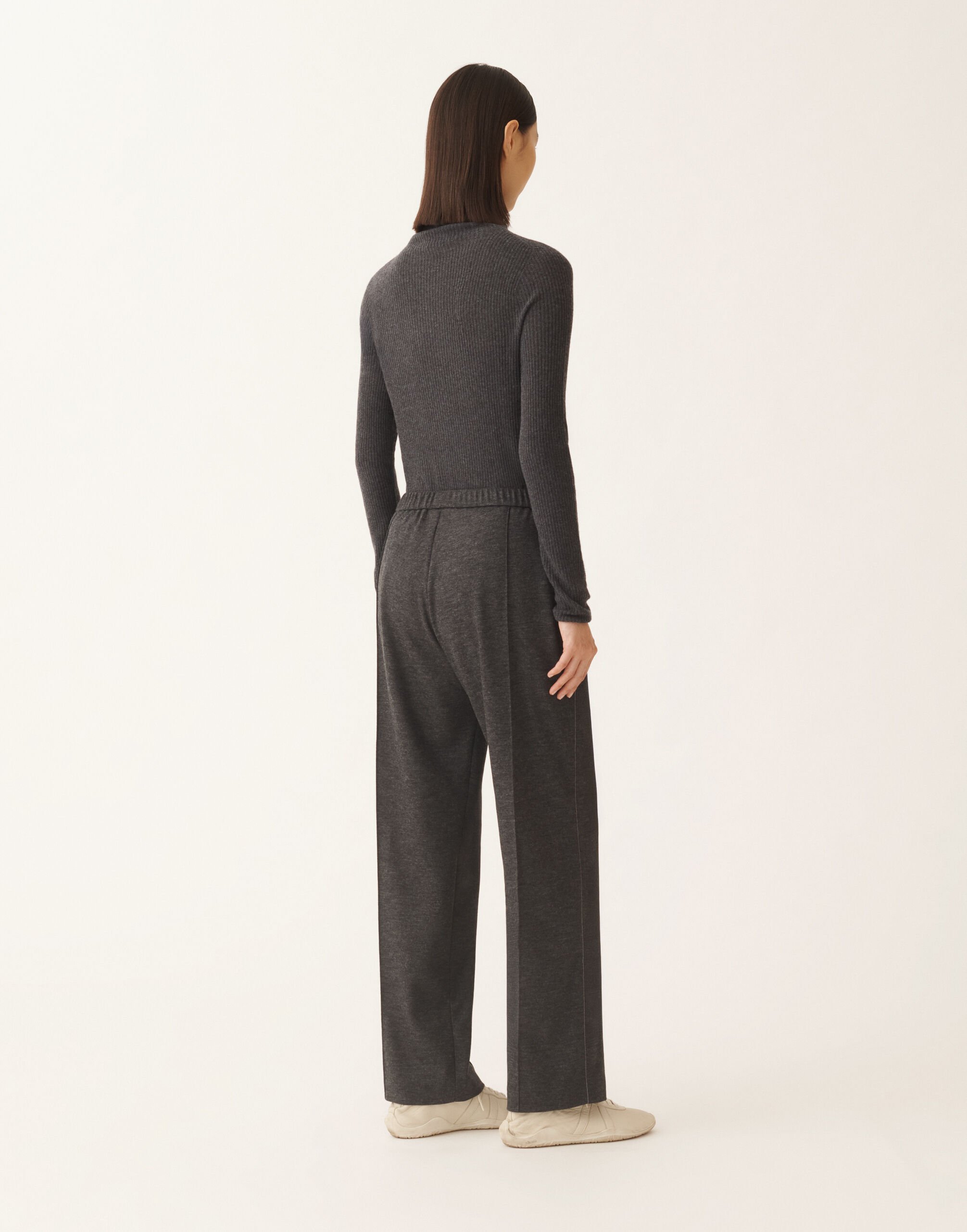 Fabiana Filippi Gubbio trousers in boiled wool jersey, slate Grey PAD225F322L6110000