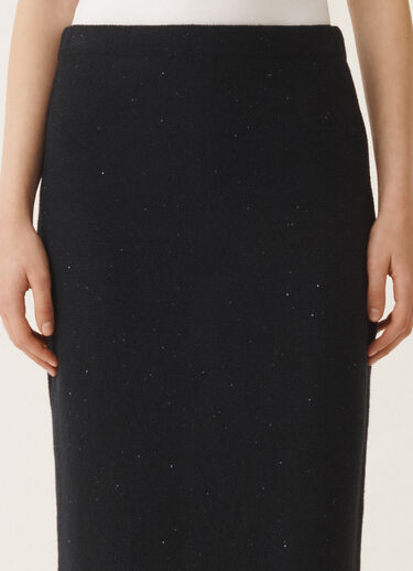 Fabiana Filippi Cotton and linen skirt with sequins, midnight blue BLUE GND275F815D2730000