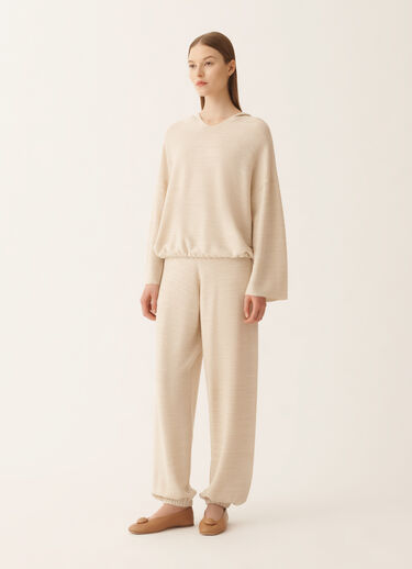 Fabiana Filippi Hooded sweater in wool, cotton, and lurex, cream Butter MAD266F040L7660000