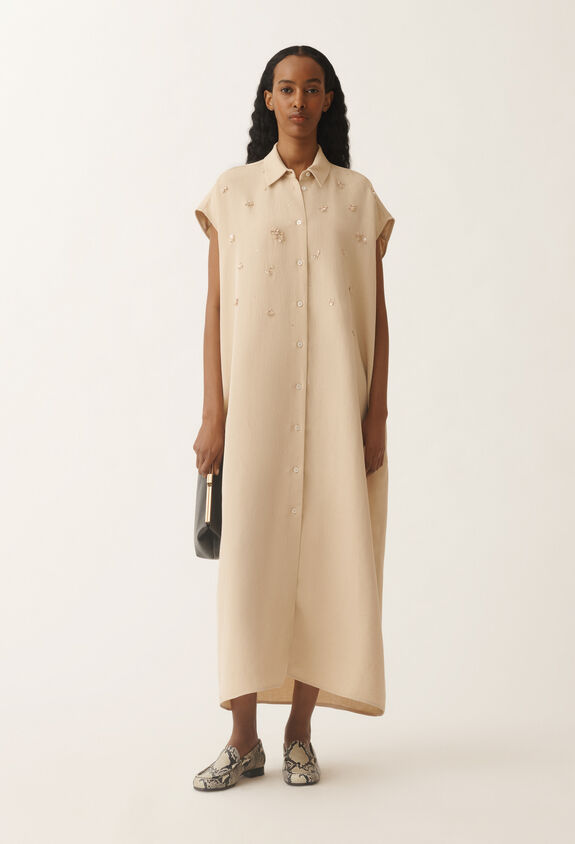 Fabiana Filippi Linen and viscose shirt dress, sand SAND ABD275F655L3720000