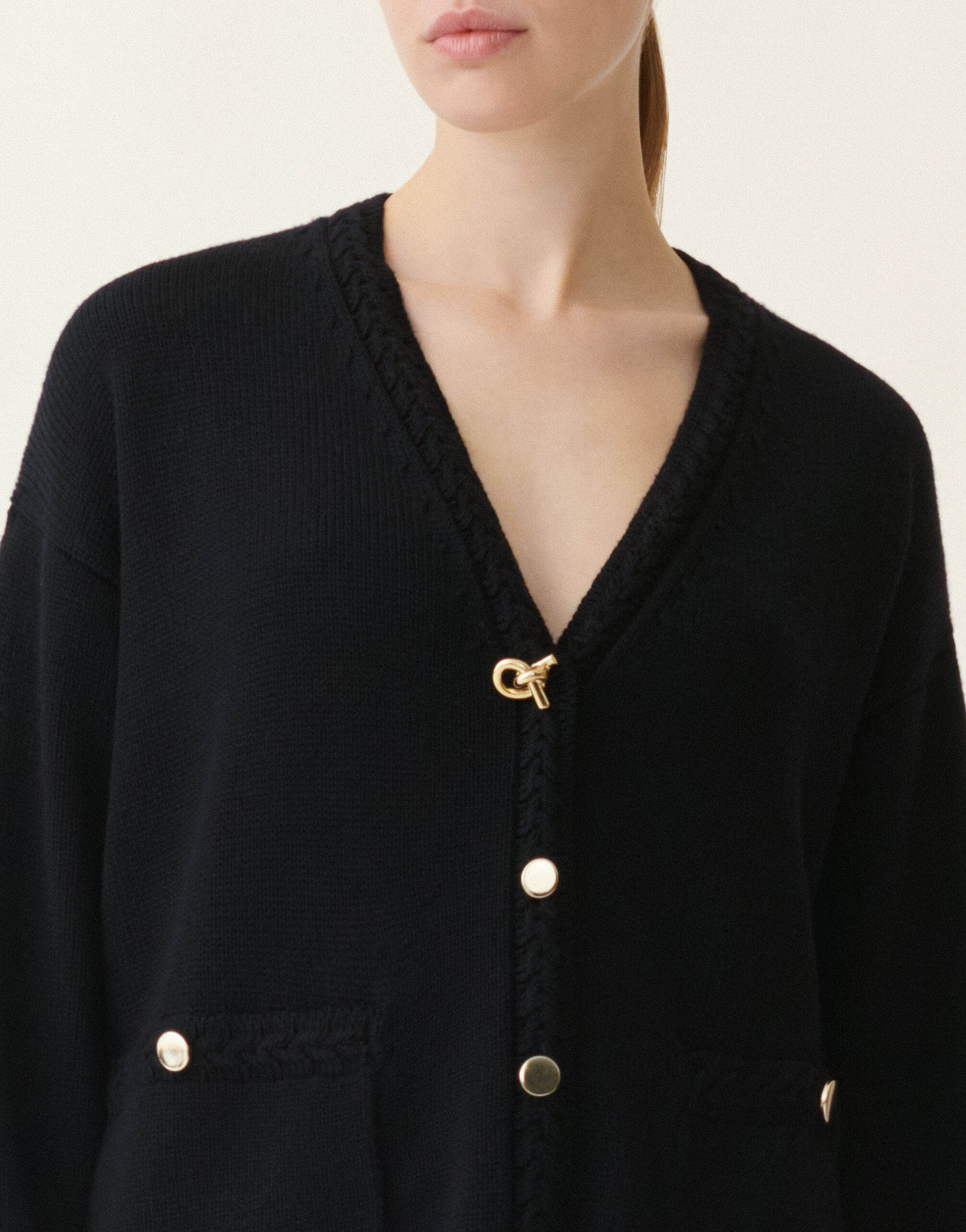 Cardigan en laine mérinos, bleu nuit Fabiana Filippi Cardigan en laine mérinos, bleu nuit Bleu nuit MAD216F063D4620000
