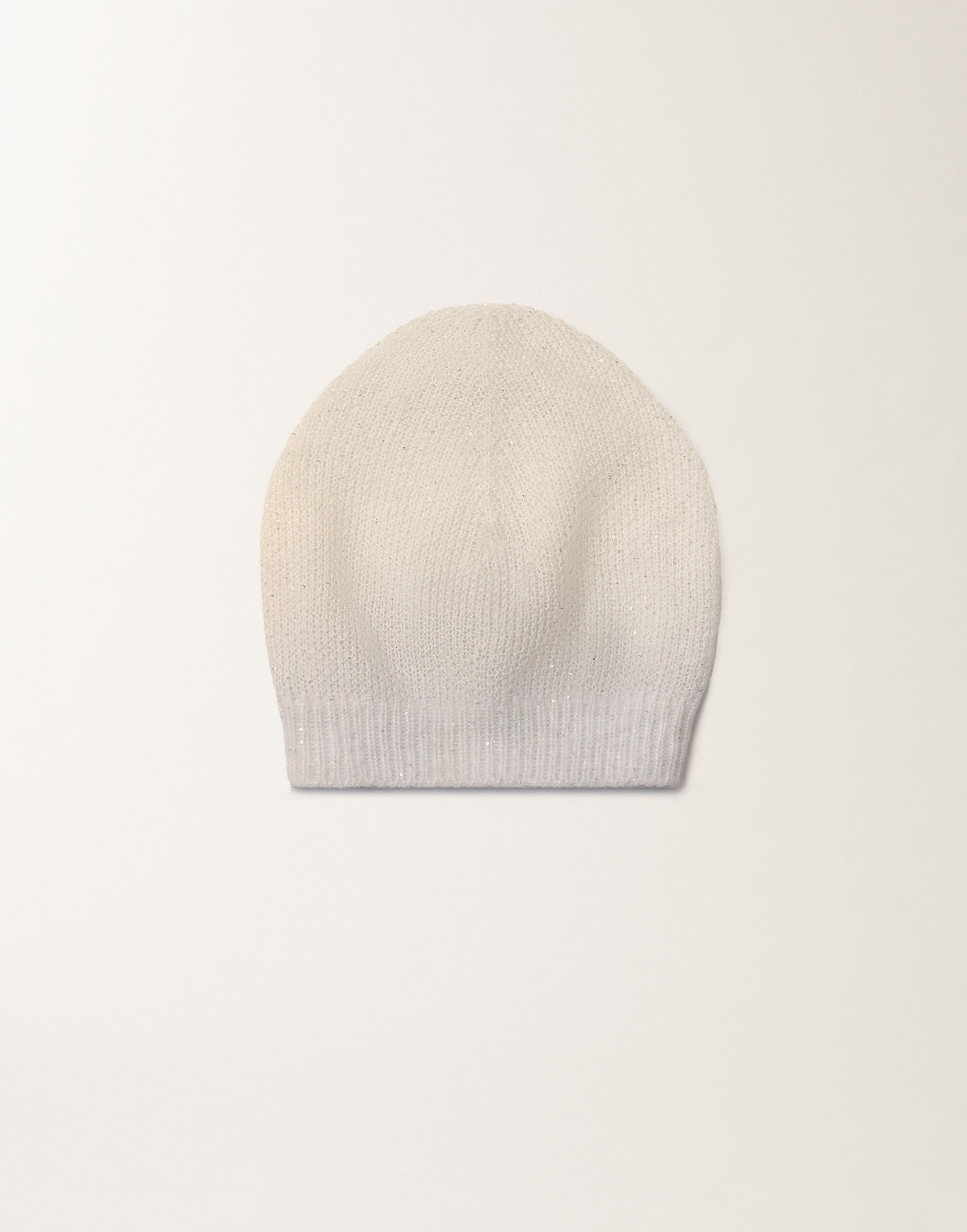 Fabiana Filippi Mohair cap with gradient micro sequins, raffia and gray Gray SAD266A880L9000000