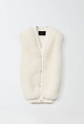 Fabiana Filippi Cashmere fur gilet, raffia YELLOW PLD265F280D7510000