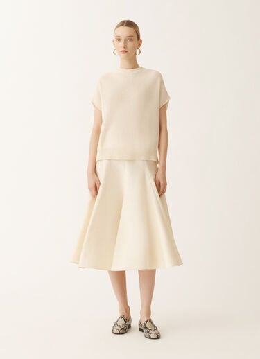 Fabiana Filippi Cotton and linen cape with sequins, vanilla VANILLA MAD275F525D2730000