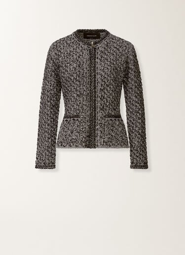 Fabiana Filippi Dark blue sequin tweed jacket with a denim effect Blue GCD266F206L7410000