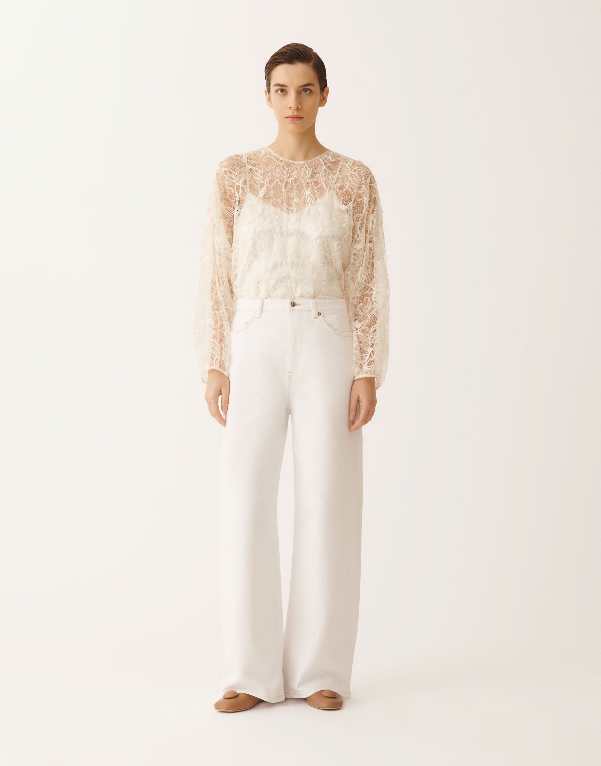 Fabiana Filippi Pantalone in denim, bianco WHITE PAD276F342M1380000